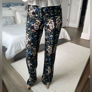 Zara Long Flared Floral Print Women's Pants